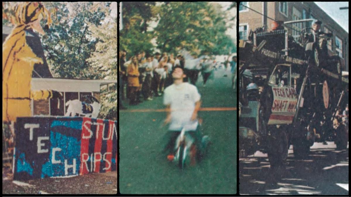 Homecoming festivities in the 1971 Blueprint: Greek row, the Mini 500, and the Ramblin' Wreck Parade 
